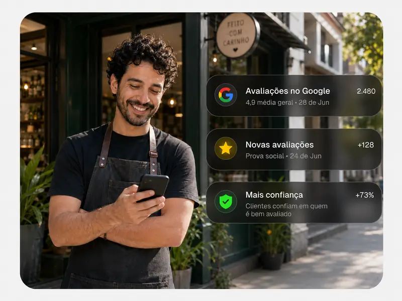 Cliente acompanhando reputação e avaliações da empresa